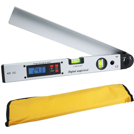 400 mm/16 Zoll 0–225 ° digitales Goniometer, digitales horizontales Winkellineal, LCD-Hintergrundbeleuchtung, horizontaler Winkelmesser (1/5)