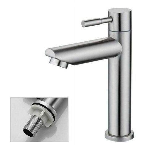 Badezimmer-Wasserhahn, nur Kaltwasser, Waschbecken-Wasserhahn, langlebige Kupfer-Chrom-Oberfläche, Handwasch-Wasserhahn, abnehmbare Luftsprudlerkartusche, praktisch zum Reinigen oder Ersetzen (1/5)
