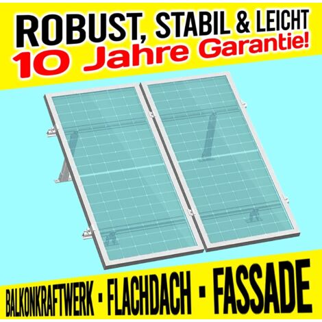 Balkonkraftwerk Halterung Für 2 Solarmodule – Verstellbar 15–30° Für Flachdach & Wand, Passend Für 100–600W PV-Module