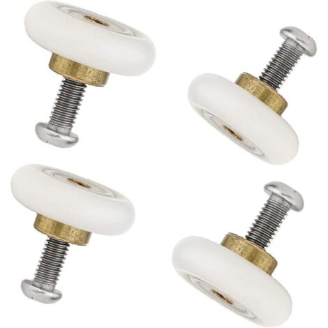 8er-Set V-Kupferrollen 19 Mm Für Duschtür – Läuferroller, Gerillt, Edelstahl-Optik