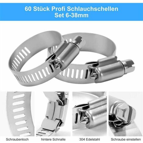 Senbos 20 Stück Schlauchschellen Set, Einstellbare Rohrschellen