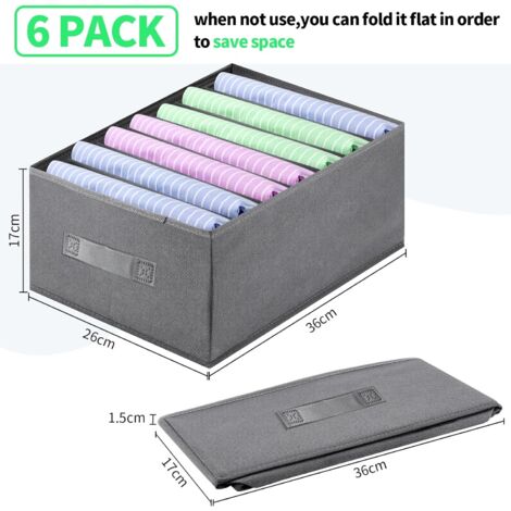 Faltbarer Kleider-Organizer Mit 7 Fächern, Grau – Aus Netzstoff, Waschbar, Für Socken, Unterwäsche, Jeans (ca. 36x25x20 Cm)