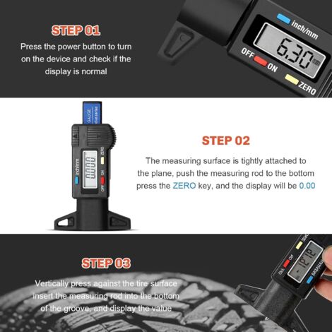 Reifentiefenmesser, Preciva 0-25.4 Mm Digitaler Profiltiefenmesser Für Reifen, P Reifentiefenmesser, Preciva 0-25.4 Mm Digitaler Profiltiefenmesser Für Reifen, P