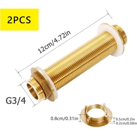Produktbild von 3x Messing Schottverschraubung G1/2 – 100 Mm Länge, Doppeldichtung – Für Wassertanks & Regentonnen