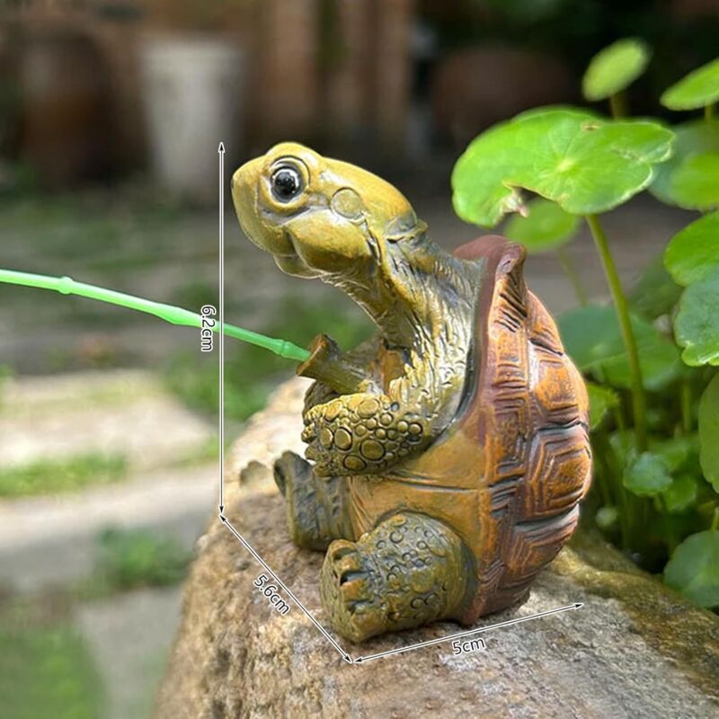 Statuetta Da Giardino In Resina - Rana Che Pesca Con Canna E Pesce - Decorazione Laghetto