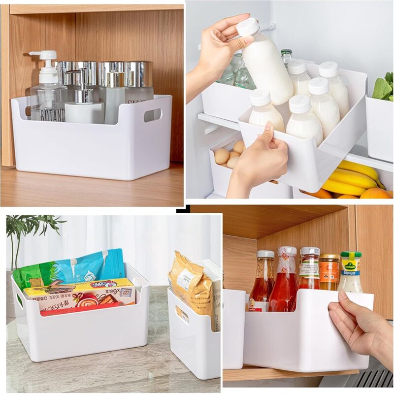 Contenitori Plastica Set 4 Contenitori Pieghevoli Per Armadio - Scatole Impilabili In Plastica Bianca, Capacità 4 Litri (organizer Cucina, Bagno, Ufficio) Scatole Organizzative Impilabili Plastica Bianche 4 Litri