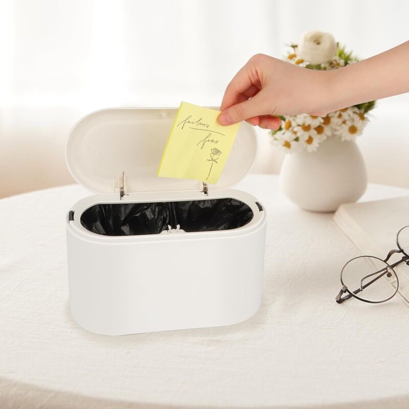 Mini Cestino Da Scrivania Con Coperchio – Forma Animale Cartoon, 16,5 Cm, Con 3 Rotoli Di Sacchetti, Per Camera E Ufficio - 3