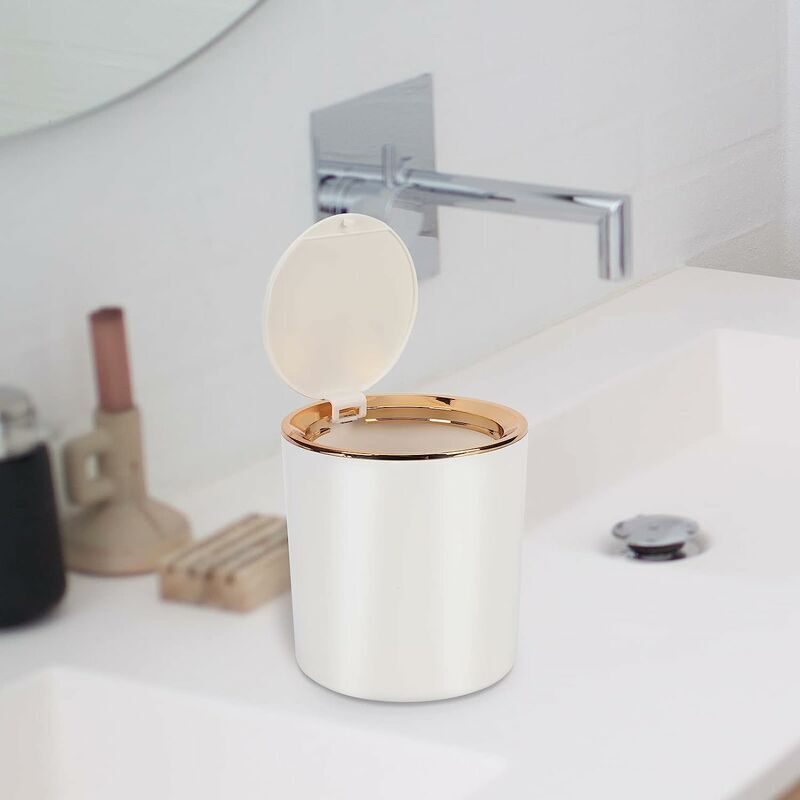 Rotondo 6 Litri Per Bagno, Camera E Ufficio, Bianco Crema Cestino Bagno G 444242