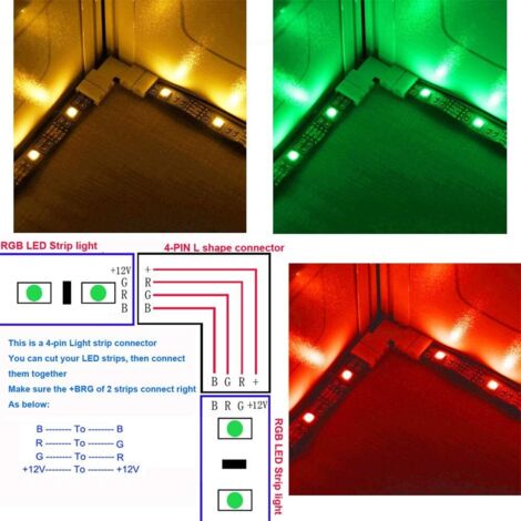 10 Pezzi Connettore Trasparente Invisibile 10mm RGB 4 PIN Per Unire 2 Striscie Led Smd Cob Rgb Con Passo Da 10mm Senza Saldare 87984006 - Foto 3
