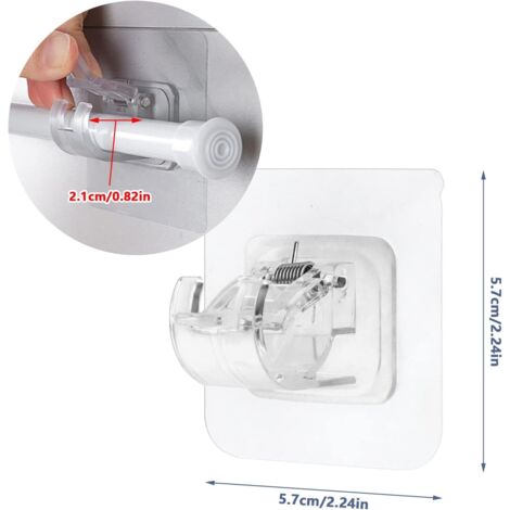 10 Staffe Per Aste Tende Senza Trapano - Ganci Autoadesivi In ABS Bianco, Regolabili Per Aste Fino A 20 Mm - Per Cucina, Bagno E Camera