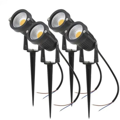 4 pezzi COB illuminazione esterna 5W 220V IP65 impermeabile LED proiettore controllabile faretto luce da giardino per percorso, piante, balcone, patio, prato, bianco caldo