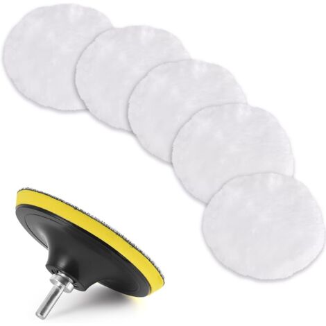 7 pz. 7,6 cm tamponi di lana per lucidatura, dischi per lucidatura con adattatore per trapano M10, dorso a gancio, attacco per trapano per auto, auto, mobili, pulizia con ceratura