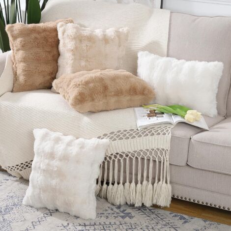 Set di 2 morbide federe decorative in velluto, stile lussuoso per divano, camera da letto, bianco, 45x45 cm | Leroy Merlin