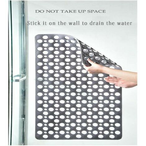 Tappetino da doccia antiscivolo antibatterico, 43 x 75 cm, tappetino da bagno antimuffa e lavabile in lavatrice per doccia o vasca da bagno, foro rotondo bianco