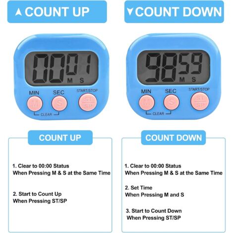 Timer Digitale Da Cucina EPRESTAR Con Display LCD E Manopola, Magnetico, Volume Regolabile, Bianco - 3