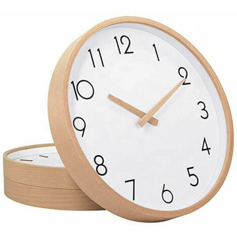 Orologio Silenzioso In Legno Di Faggio – Design Rotondo Minimalista, Senza Ticchettio, Per Comodino O Ufficio