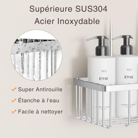 Organizzatore Doccia Adesivo In Acciaio Inox 30 Cm - Portaoggetti Per Bagno E Cucina, Ripiano Antiruggine Senza Fori - 6