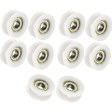 Cuscinetto a sfere 6x24x9mm bianco a forma di U puleggia guida cuscinetto a sfere per puleggia per mobili confezione da 10 (1/5)