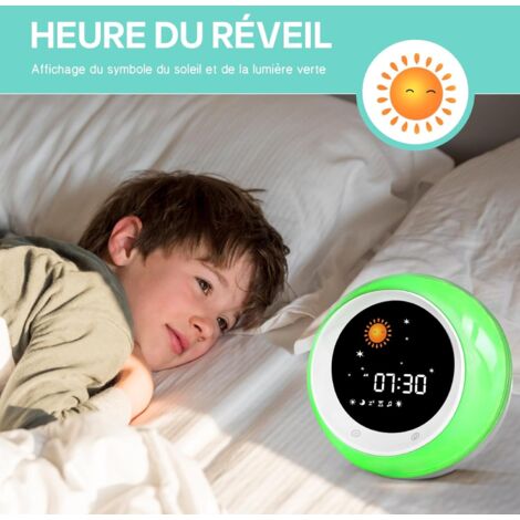 Sveglia Istruttiva Per Bambini – Orologio Con Sole/Luna, Luce Notte E Macchina Dei Suoni