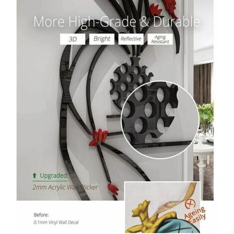 milaosk 2Pcs Stile Cinese Sakura Adesivo Murale DIY Adesivo Parete Floreale Paesaggio Camera da Letto Soggiorno Removibili Decorazione(25 * 70cm
