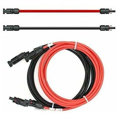 Cavo Solare 6mm² Prolunga Con Spine MC4 Compatibili - Rosso + Nero Per Impianti Fotovoltaici