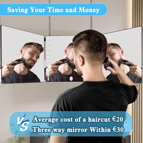 HURRISE Specchio Portatile A 4 Vie – Pieghevole 360° Per Taglio Capelli E Trucco, Compatto E Leggero