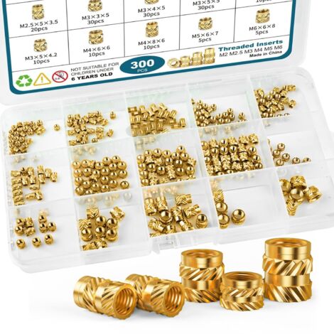 Kit Inserti Filettati In Ottone M2-M8 Per Stampa 3D - 6 Pezzi Con Adattatore E Dadi