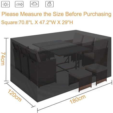 Set di 4 coperture per mobili da giardino, veranda da esterno, impermeabili, resistenti, in tessuto Oxford, copertura per mobili per sedie e divani (nero 200D