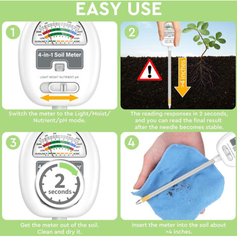 Misuratore Di Umidità DM400 Ad Alta Frequenza | Per Terreno Con Letture Precise ±0,5% | Display LCD, Sonda Lunga 450 Mm