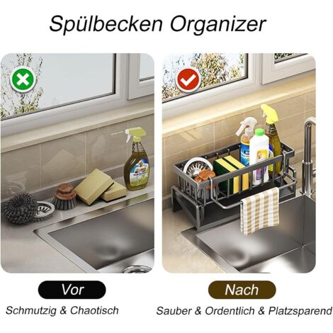 Organizer Per Lavello URMONA In Acciaio Inox Autosvuotante: Spugne, Spazzole E Detersivo Sempre In Ordine!
