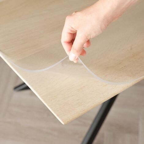 Tovaglia Trasparente 3mm - Tovaglia Rettangolare Antimacchia con Bordi Inclinati, Protezione per Tavolo Lavabile, Tela Cerata al Metro, Tovaglia in Plastica per Uso Interno ed Esterno 80x120 cm