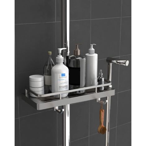 SpaceAid Supporto Shampoo 3 Livelli Per Doccia - Autodrenante In Acciaio Inox Nero
