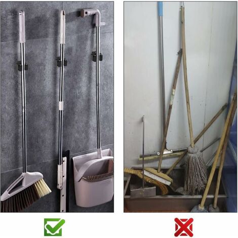 Supporto Per Scopa In Acciaio Inossidabile Con Barra Di Controllo Per Montaggio A Parete Con 4 Slot E 5 Ganci Per La Cucina Di Casa Il Bagno Il Garage Il Giardino 85560305