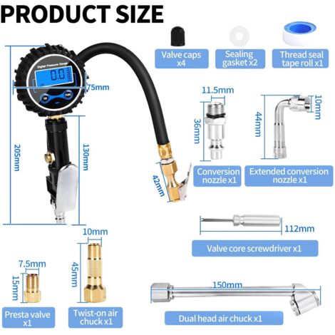Jaco FlowPro - Manometro digitale per sistema di gonfiaggio – 200 PSI/14 bar