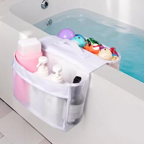 Porta Giocattoli Per Vasca Da Bagno - Rete Organizer Con Ventose - Capacità Extra - Bianco
