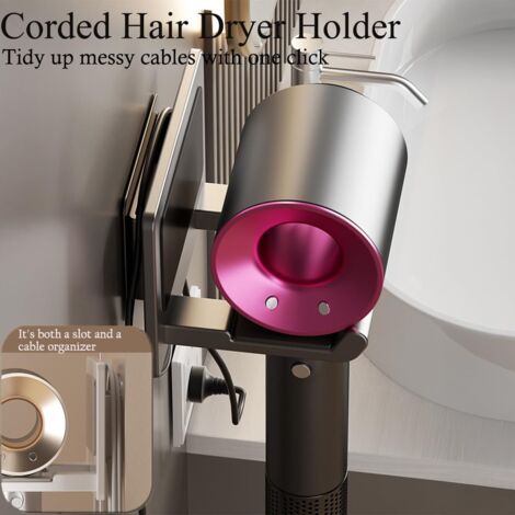 Supporto Per Asciugacapelli, Supporto Da Parete In Alluminio Per Asciugacapelli Fermacavo Per Cucina Bagno Accessori Per Il Bagno Nero 96014990