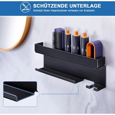 Supporto Per Asciugacapelli 7 In 1 Senza Foratura – In Acciaio Inox Con Adesivo 3M – Organizer Da Parete Per Bagno E Casa - 5