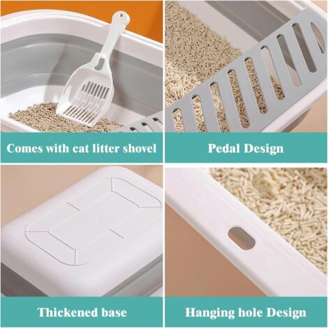 Lettiera Portatile Per Gatti Pieghevole - Impermeabile, 45x35x12.5cm, Per Viaggi, Campeggio, Interno/Esterno - Foto 4