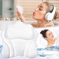 Cuscini da bagno di lusso per supporto per collo e schiena, cuscino per vasca con morbido tessuto a rete 4D e ventose antiscivolo | Leroy Merlin