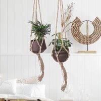 Porta Piante In Macramè – Set Da 3 Cestini Sospesi Boho In Cotone Beige Per Interni/Esterni