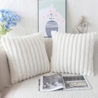 Chagoo – 2 Federe Per Cuscini In Pelliccia Sintetica Bianco Latte – 50x70 Cm – Morbide E Pelose, Con Cerniera – Solo Federe (senza Imbottitura)
