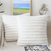 NIULAA Set di 2 federe per cuscini in finta pelliccia, 40 x 40 cm, morbide, lussuose, decorative, per divano