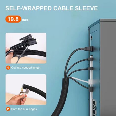 188 Kits de gestión de cables, 6 fundas para cables, 50 bridas ...