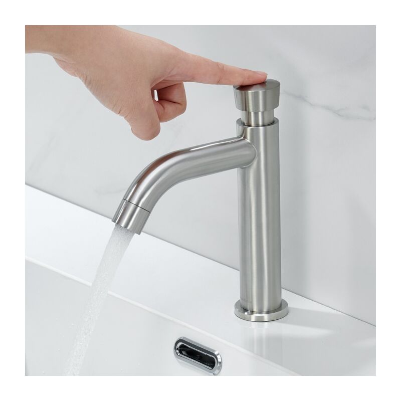 Robinet Lavabo Salle De Bain Noir Mat BuntHaus – Mitigeur Monocommande Acier Inox 304 – Hauteur Bec 119 Mm + Tuyaux 50 Cm