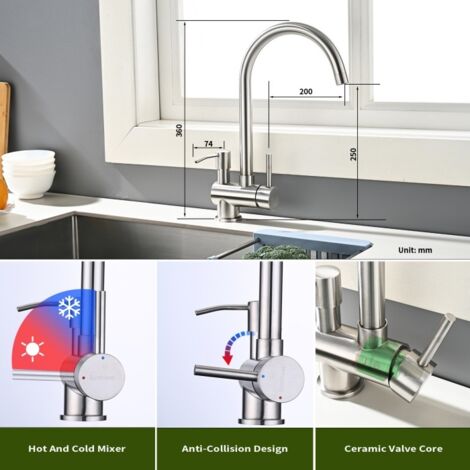 Robinet de cuisine rétractable en acier inoxydable, robinet de cuisine pliable, robinet d'eau
