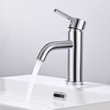 DETBOM Robinet Salle de Bain Mitigeur Monocommande Lavabo Mitigeur de Lavabo Eau Chaude et Froide Réglable Robinetterie Chromé Élégant en Acier Inox