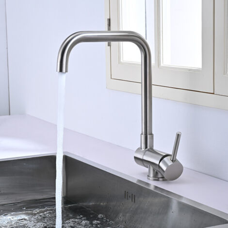 Mitigeur de Cuisine Rabattable Robinet Cuisine Pliable Mitigeur d'évier en Acier Nickel Brossé Bec 360° Rotatif