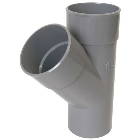 Culotte simple de PVC para drenaje de 45° con rosca macho y hembra Ø80