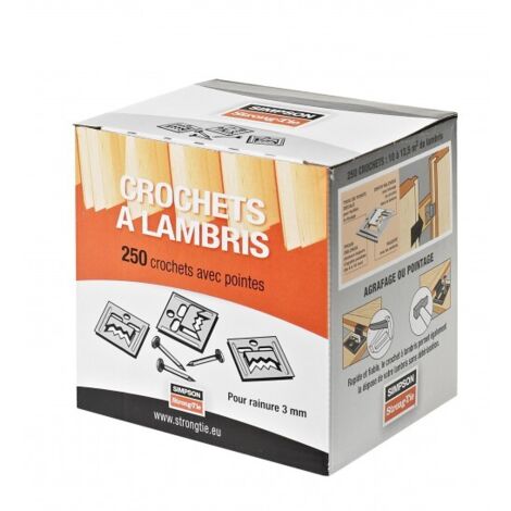 Gancho para revestimiento de madera CLIP R5 + PUNTAS - CAJA DE 250