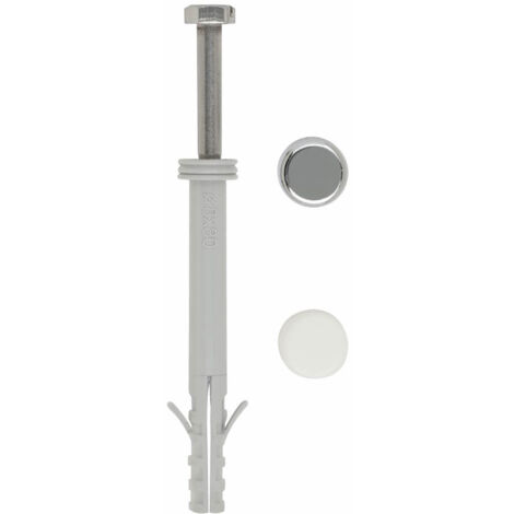 Kit de fijación para WC y Bidet / Paquete de 2 tacos largos, tornillos de acero inoxidable A2 con tapón de cabeza. M6 x 80